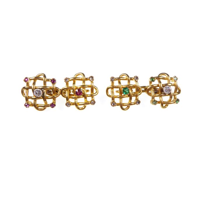 Gold and gem set openwork knot links | MasterArt